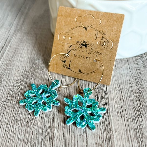 Charlotte Teal Glitter Snowflake Dangle Sale