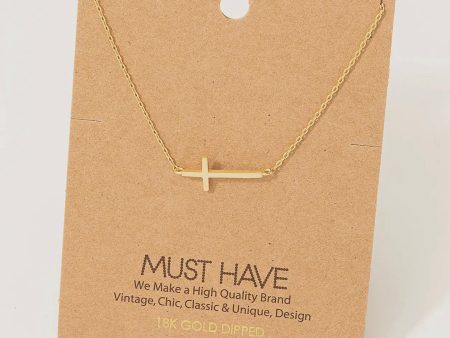 18K Gold Dipped Side Cross Pendant Necklace Online