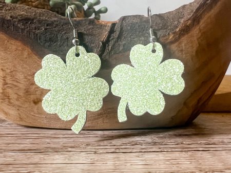 Apple Green Fine Glitter Shamrock Earrings Online Hot Sale