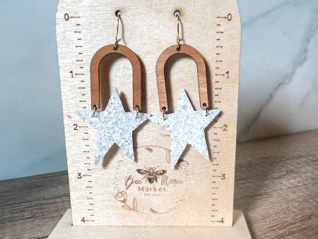 Bianca White Glitter Star & Arch Earrings For Sale