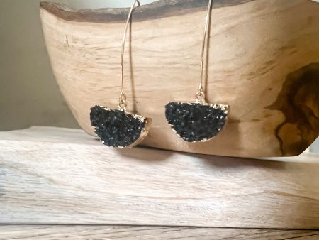 Black Crystal Half Moon Drops Sale