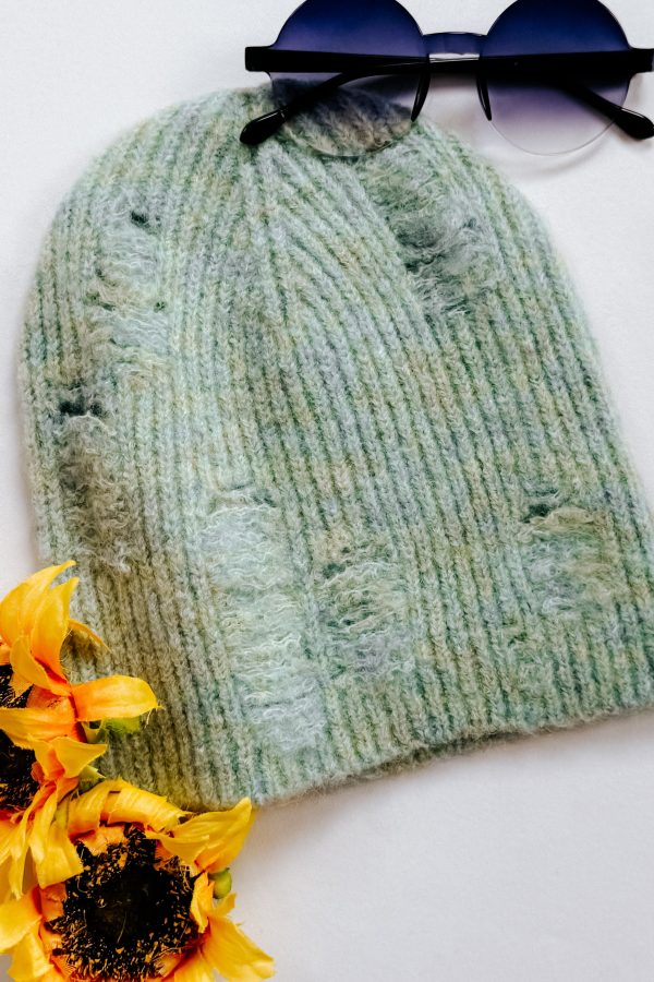 Dreamy Snow Day Distressed Beanie • Mint For Cheap