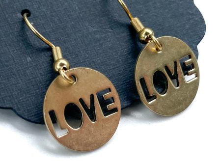 Gold L-O-V-E Dangle Earrings on Sale