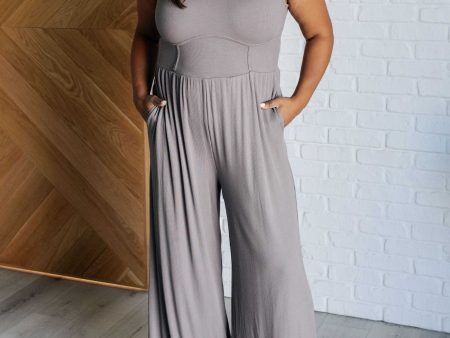 Hilary Wide Leg Jumpsuit • Grey Discount