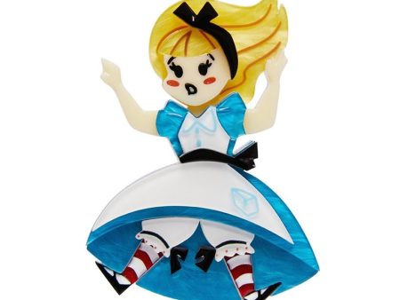 Erstwilder  Alice Down the Rabbit Hole  Alice in Wonderland Brooch with Gift Box Online now