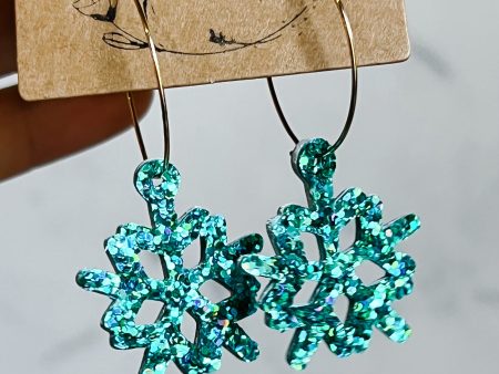 Charlotte Teal Glitter Snowflake Dangle Sale