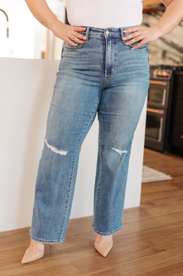 Bree High Rise Control Top Distressed Straight Jeans For Cheap