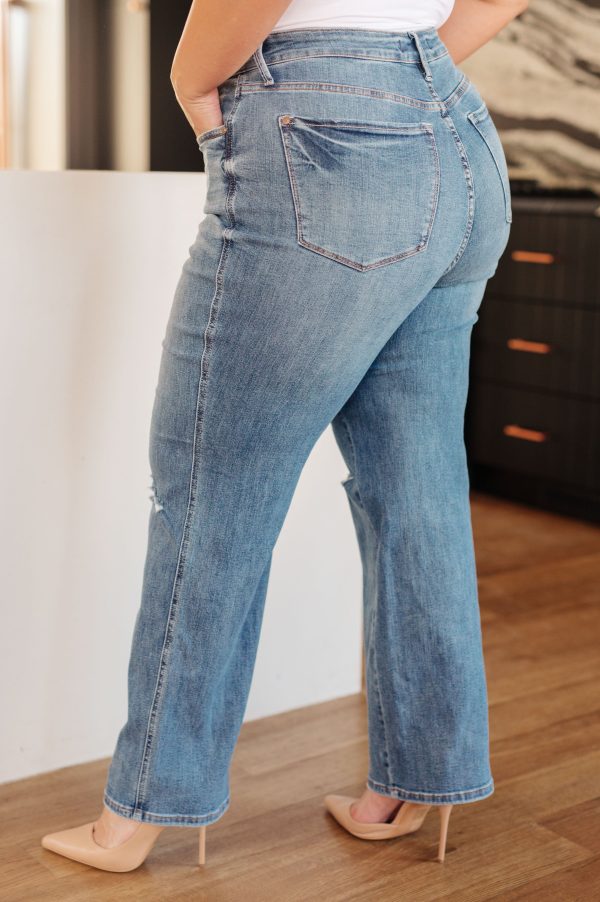 Bree High Rise Control Top Distressed Straight Jeans For Cheap