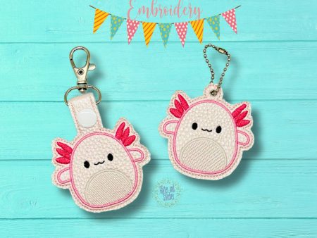 Axolotl Squishy snap tab and eyelet fob machine embroidery file (single and multi files included) DIGITAL DOWNLOAD Online Hot Sale