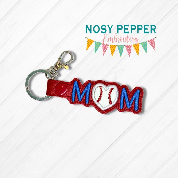 Baseball Softball Mom Applique snap tab machine embroidery file (single & multi file included) DIGITAL DOWNLOAD For Discount