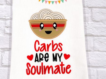 Carbs Are My Soul Mate machine embroidery design (4 sizes included) DIGITAL DOWNLOAD Fashion