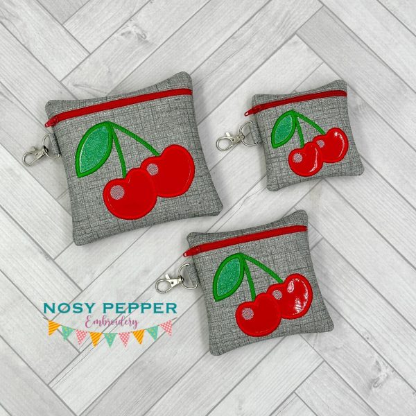 Cherry applique ITH Bag embroidery design (3 sizes included) DIGITAL DOWNLOAD Hot on Sale