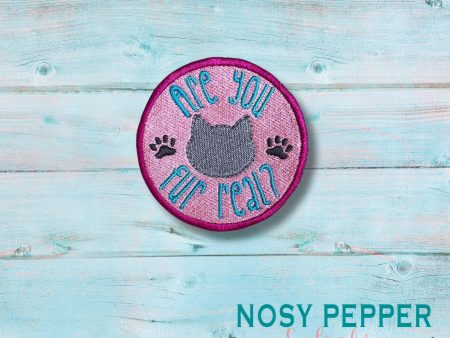 Are You Fur Real patch machine embroidery design (2 sizes included) DIGITAL DOWNLOAD Sale