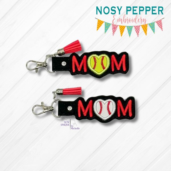 Baseball Softball Mom Applique snap tab machine embroidery file (single & multi file included) DIGITAL DOWNLOAD For Discount