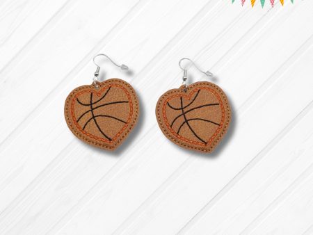 Basketball Heart earrings machine embroidery design ITH DIGITAL DOWNLOAD Cheap