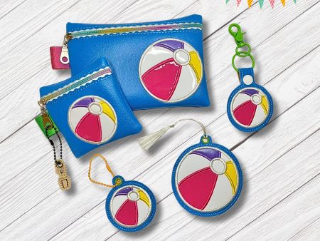 Beach Ball Appliqué Set machine embroidery designs (ITH bag, bookmark bag tag ornament, eyelet fob and snap tab single & multi files included) DIGITAL DOWNLOAD Hot on Sale