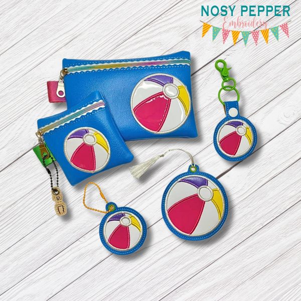 Beach Ball Appliqué Set machine embroidery designs (ITH bag, bookmark bag tag ornament, eyelet fob and snap tab single & multi files included) DIGITAL DOWNLOAD Hot on Sale