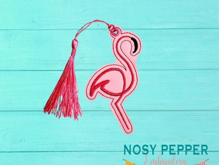 Flamingo Minimalist Bookmark bag tag ornament machine embroidery design DIGITAL DOWNLOAD Cheap