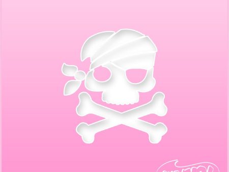 Pirate Skull n  Bones Pink Power Stencil on Sale